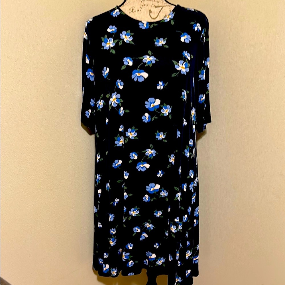 Old Navy Blue Floral Swing Dress Large Boho
